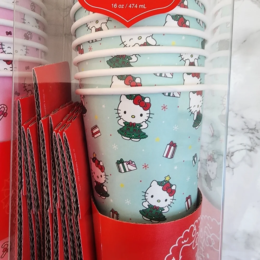 Hello Kitty 2 Set Papper Hot coffe & tea CUP SET BUNDLE Christma LIMITED EDITION - Picture 5 of 7